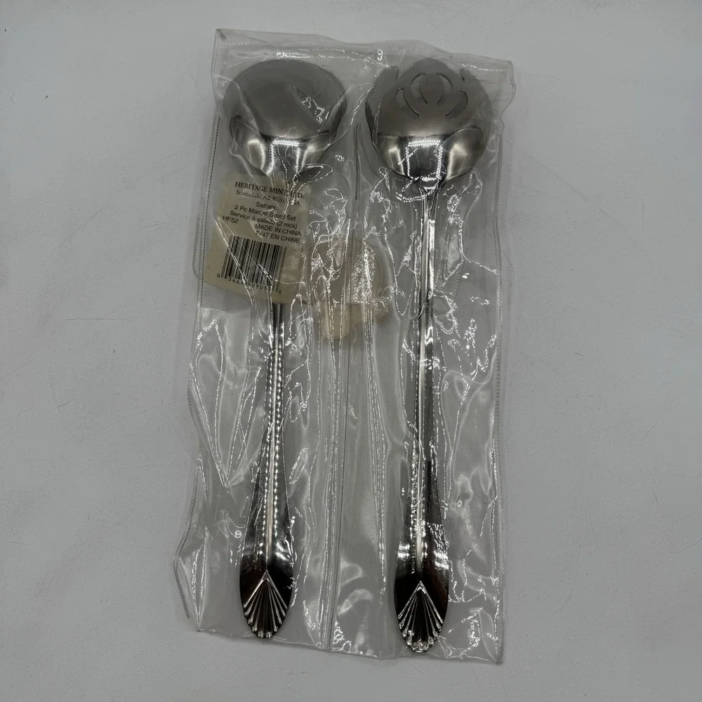 Heritage Mint Safrano GLOSSY 18/0 Stainless Serving Flatware Sets 11 Pieces